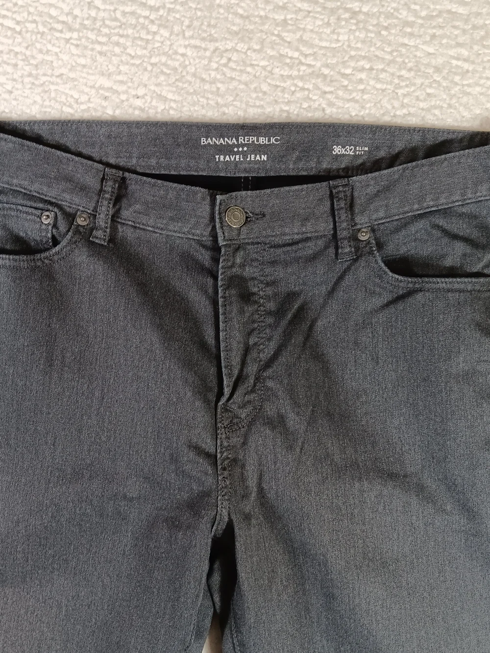 Banana Republic Jeans Mens 36x32 Gray Travel Jean Slim Straight Stretch